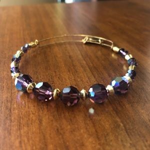 Purple SWAROVSKI beaded/gold Alex and ani bracelet